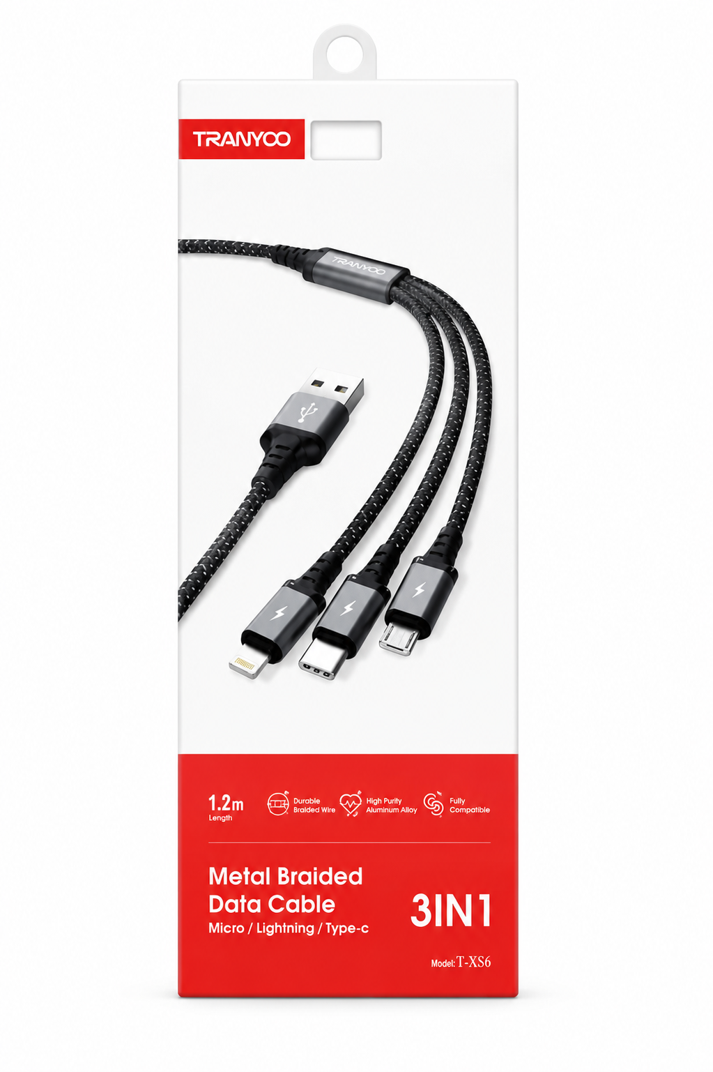 CABLE MULTICARGADOR DE DATOS 3 EN 1 ULTRARRESISTENTE
