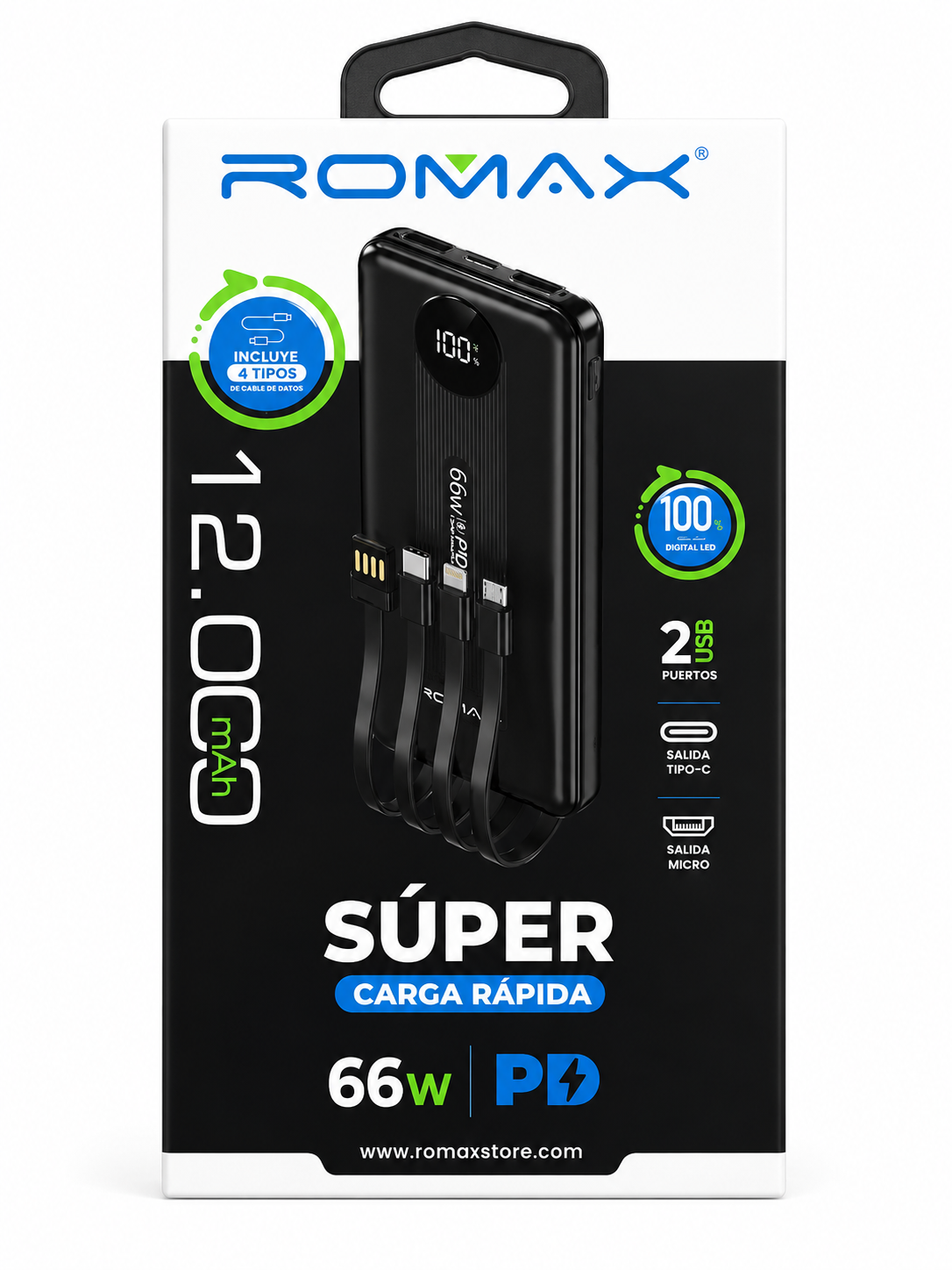 BATERÍA PORTÁTIL (POWER BANK) MARCA ROMAX