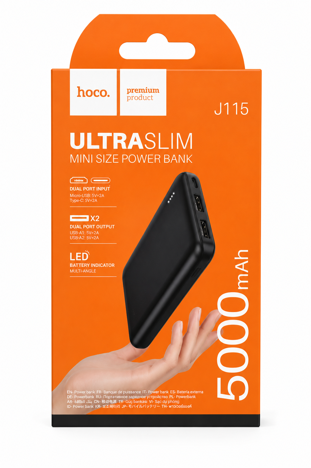 BATERÍA EXTERNA (POWER BANK) PORTÁTIL Y ULTRADELGADA DE LA MARCA HOCO