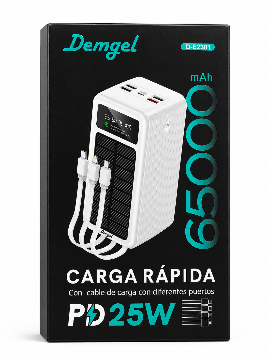 POWER BANK SOLAR  DEMGEL,DE 65000 MAH