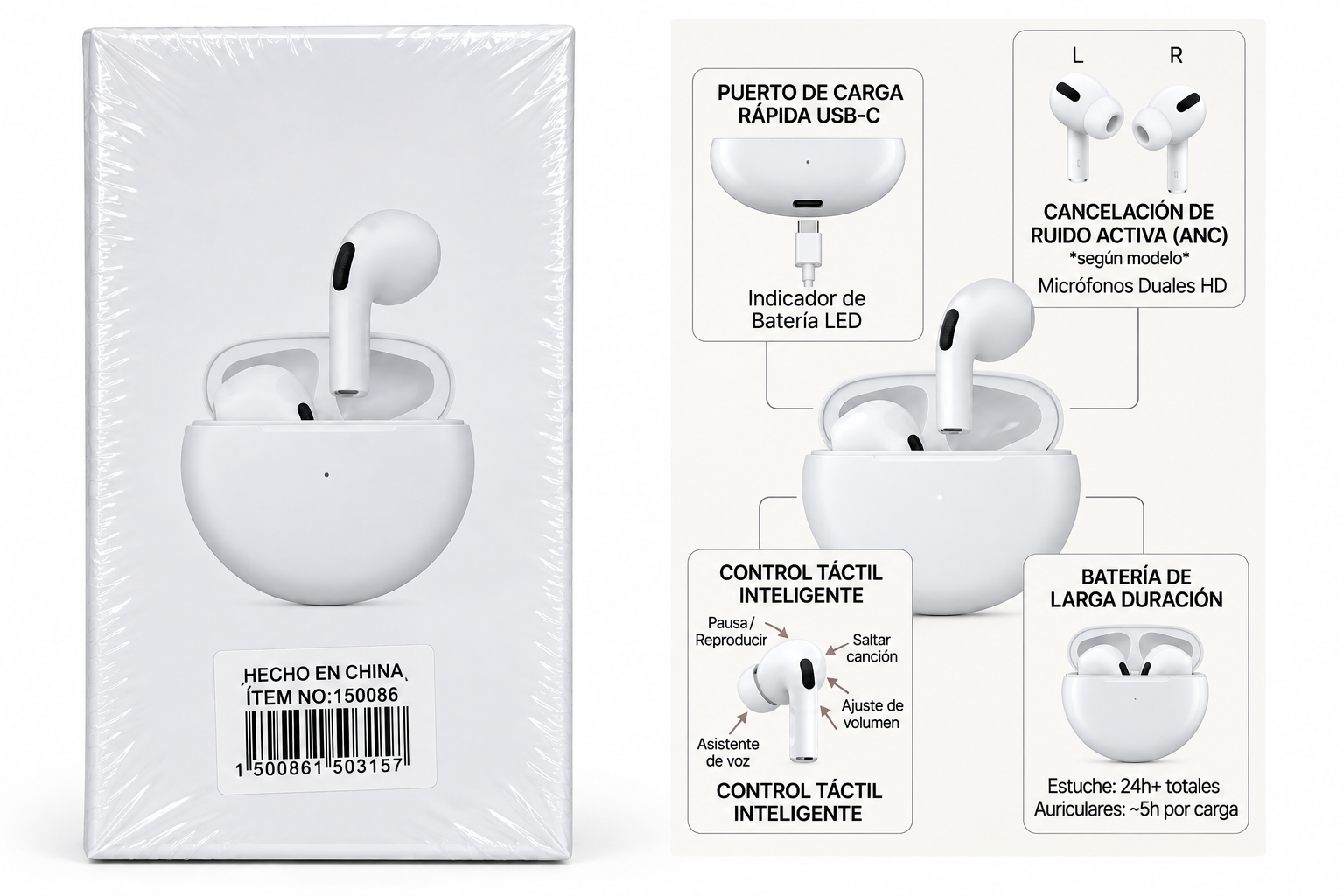 AUDÍFONOS INALÁMBRICOS AIR PRO 6 TWS