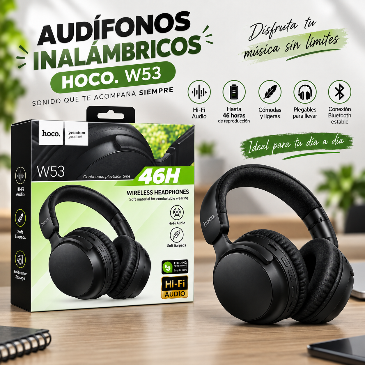 AUDÍFONOS BLUETOOTH HOCO W53 OVER EAR