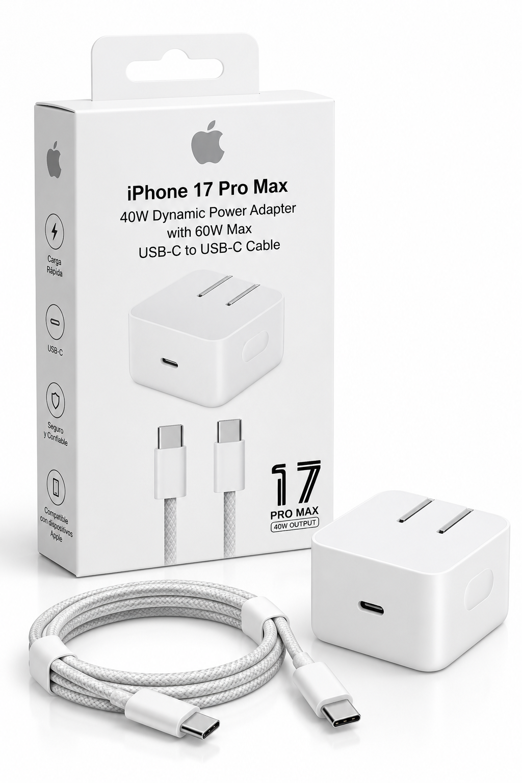 ADAPTADOR DE CORRIENTE Y CABLE PARA IPHONE 17 PRO MAX