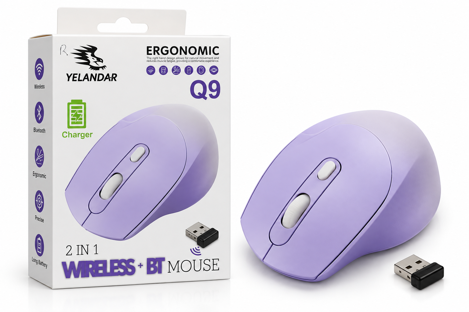MOUSE ERGONÓMICO YELANDAR Q9