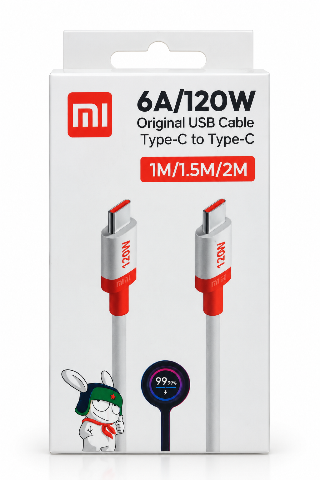 CABLE USB XIAOMI DE TIPO-C A TIPO-C DE 6A/120W.