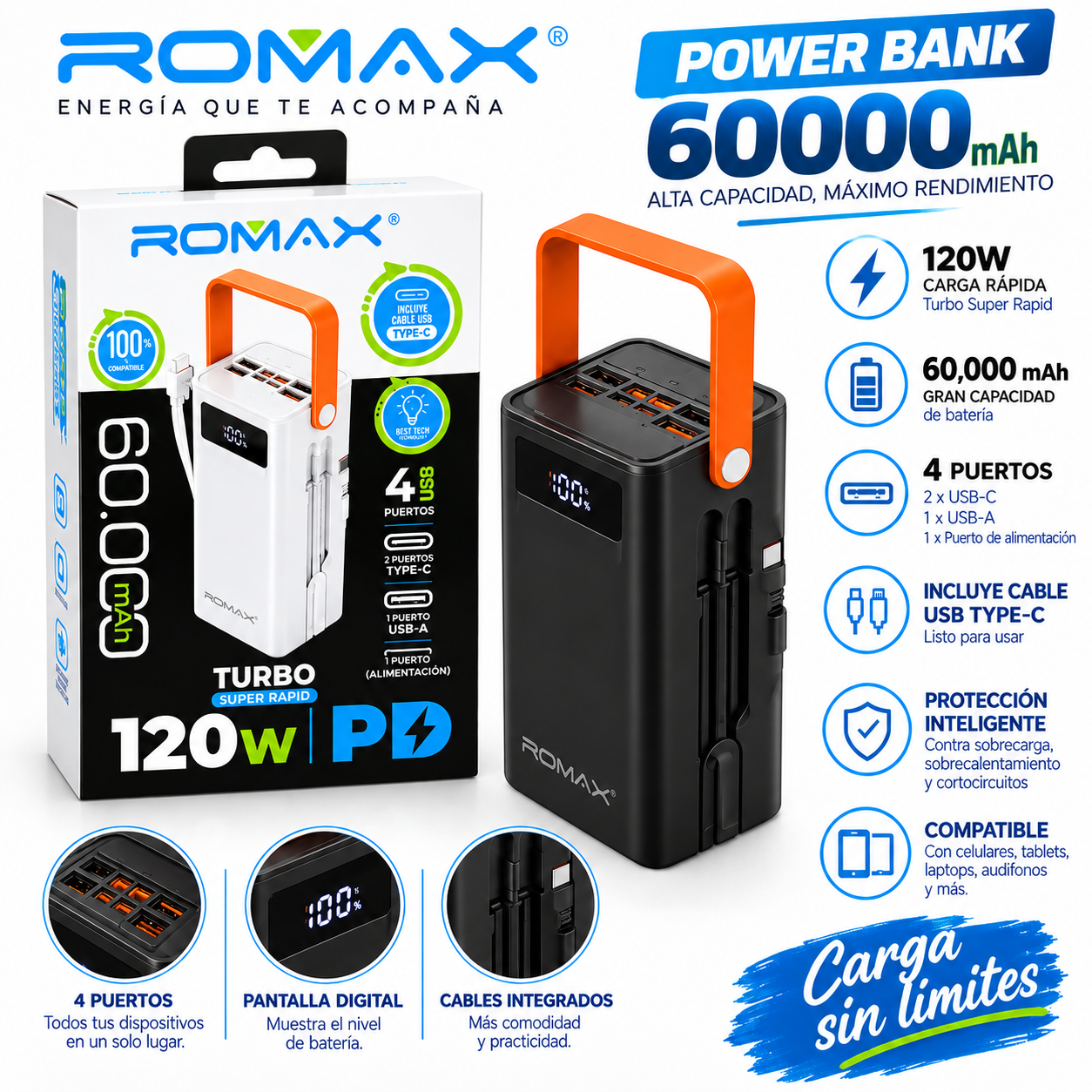 POWER BANK ROMAX DE 60,000 MAH