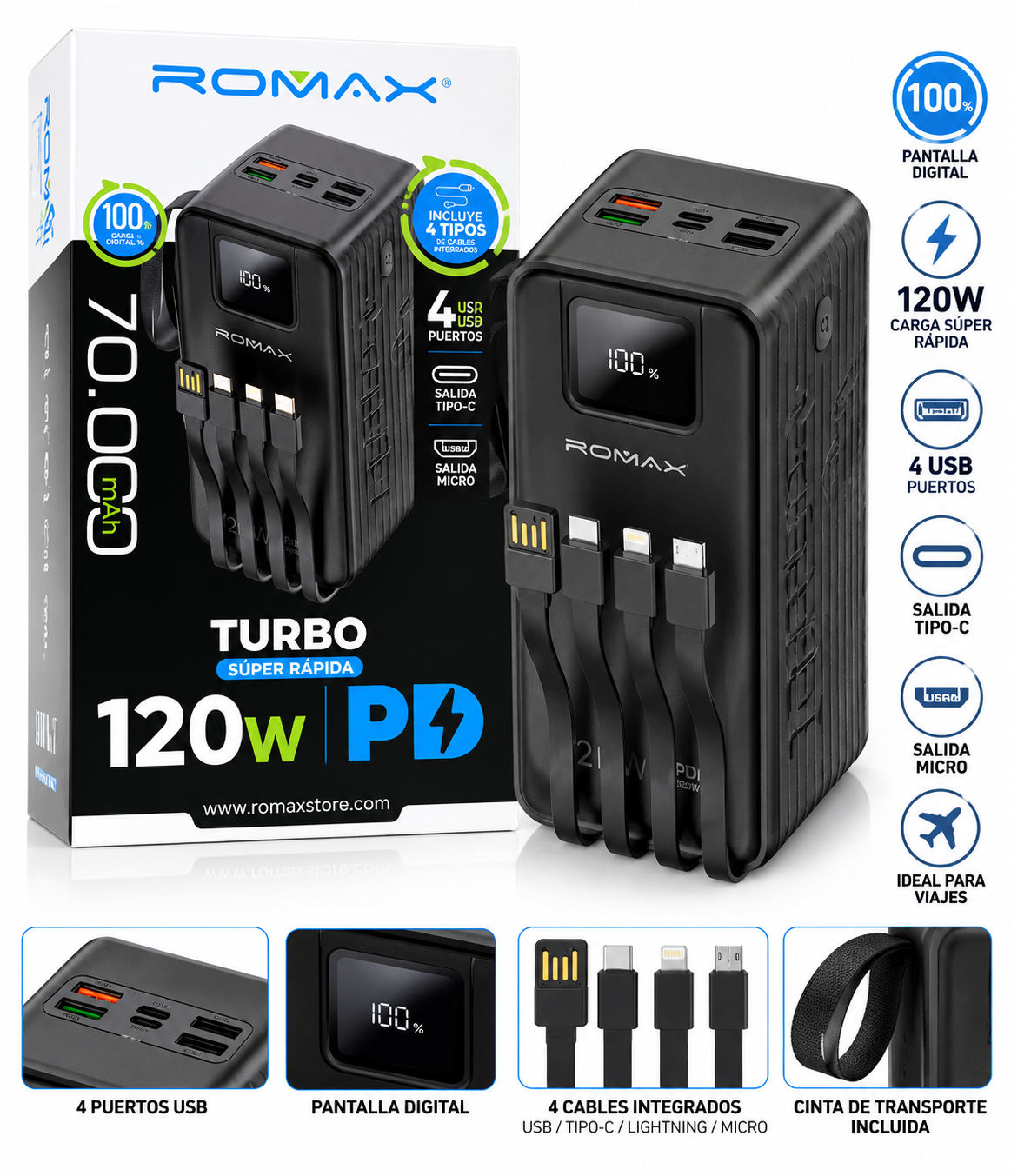 CARGADOR PORTATIL 70.000 mAh DE 120W