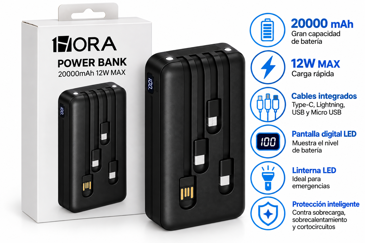 POWER BANK 1HORA DE 20000 MAH