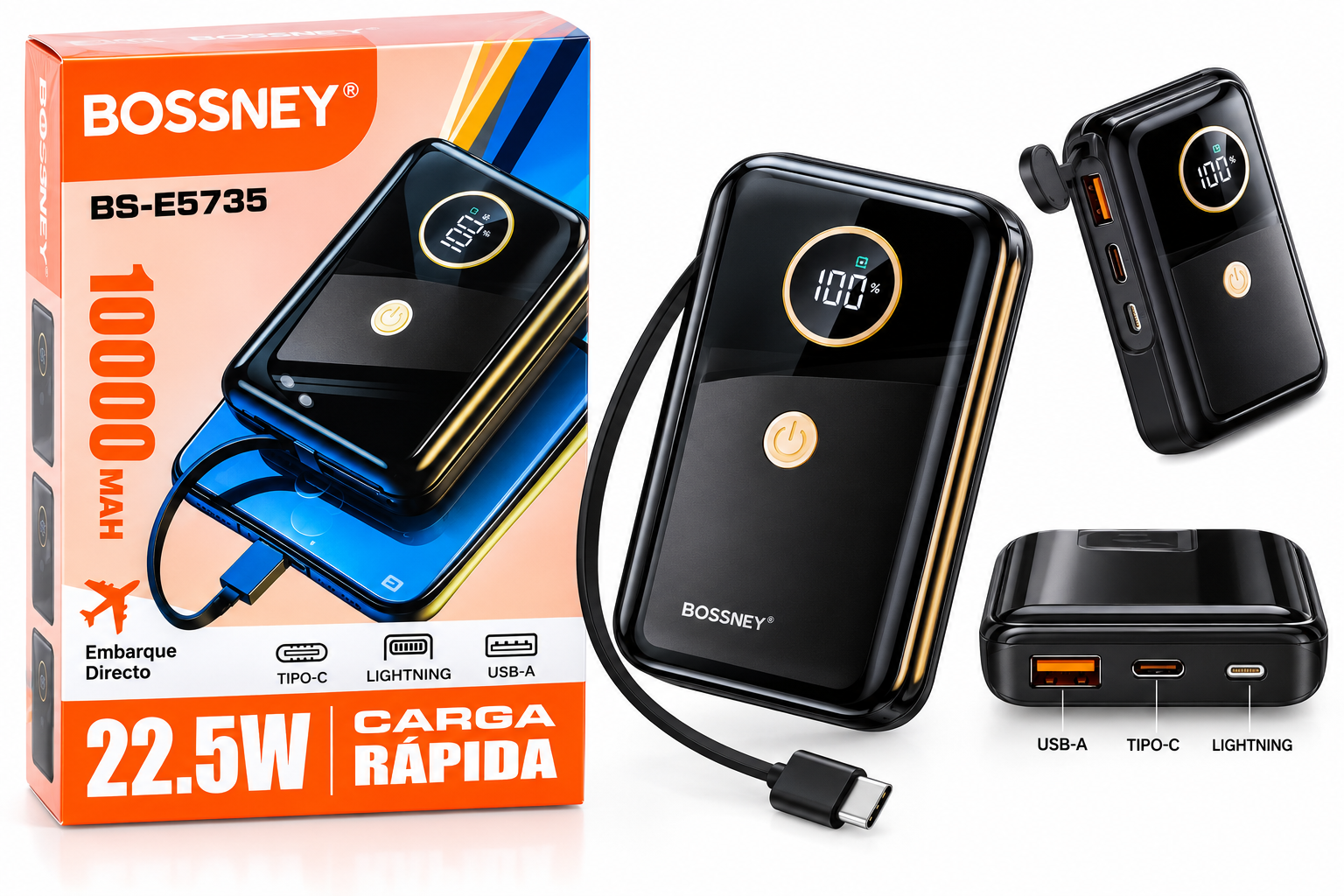 CARGADOR PORTÁTIL BOSSNEY BS-E5735