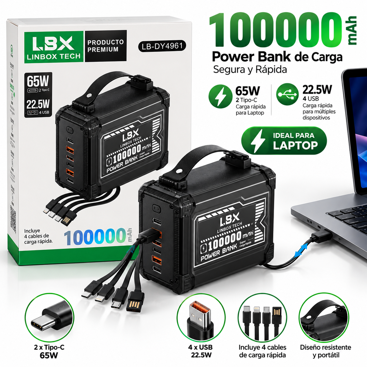 POWER BANK LINBOX TECH LB-DY4961 100,000 MAH