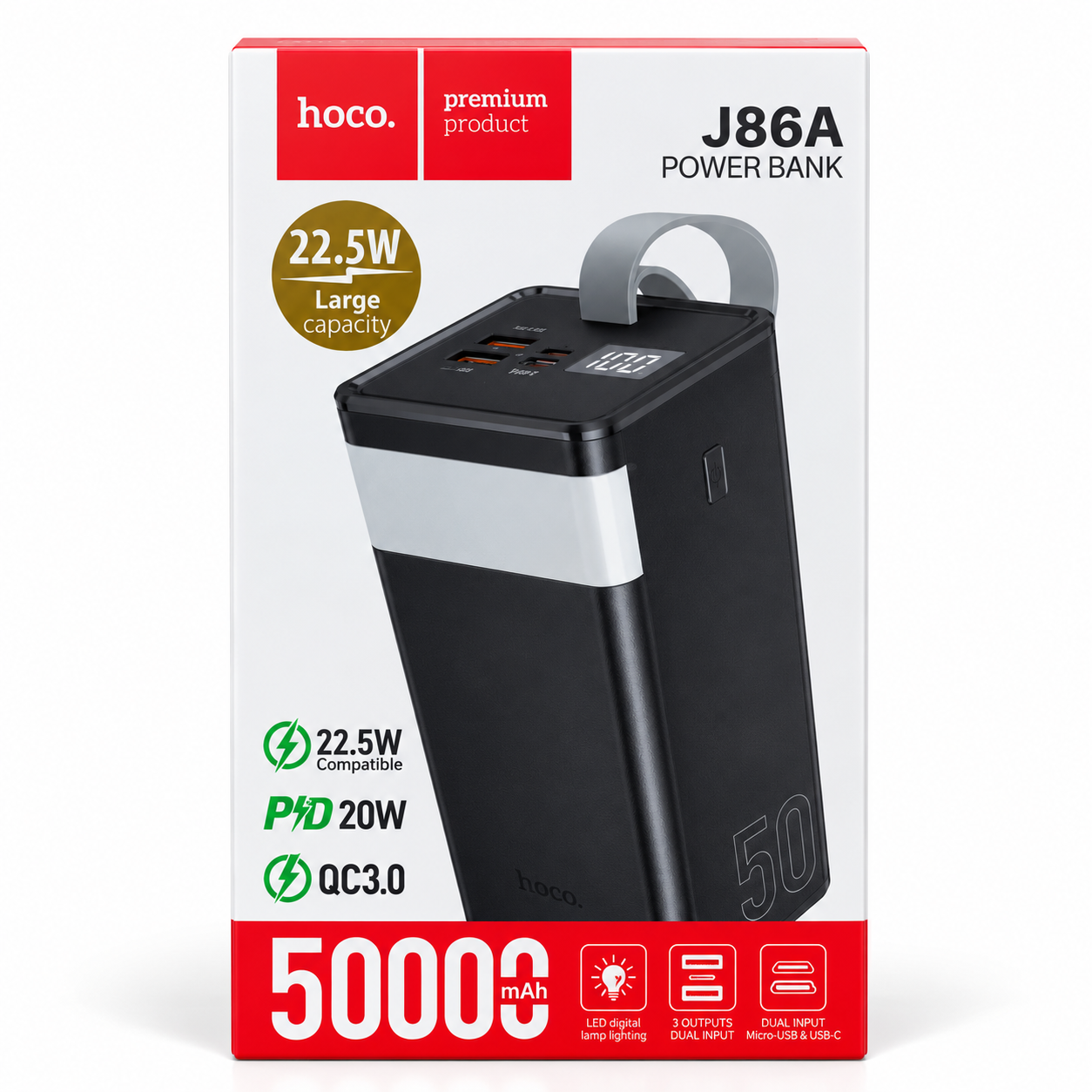 BATERÍA PORTÁTIL HOCO J86A POWERMASTER 50000MAH