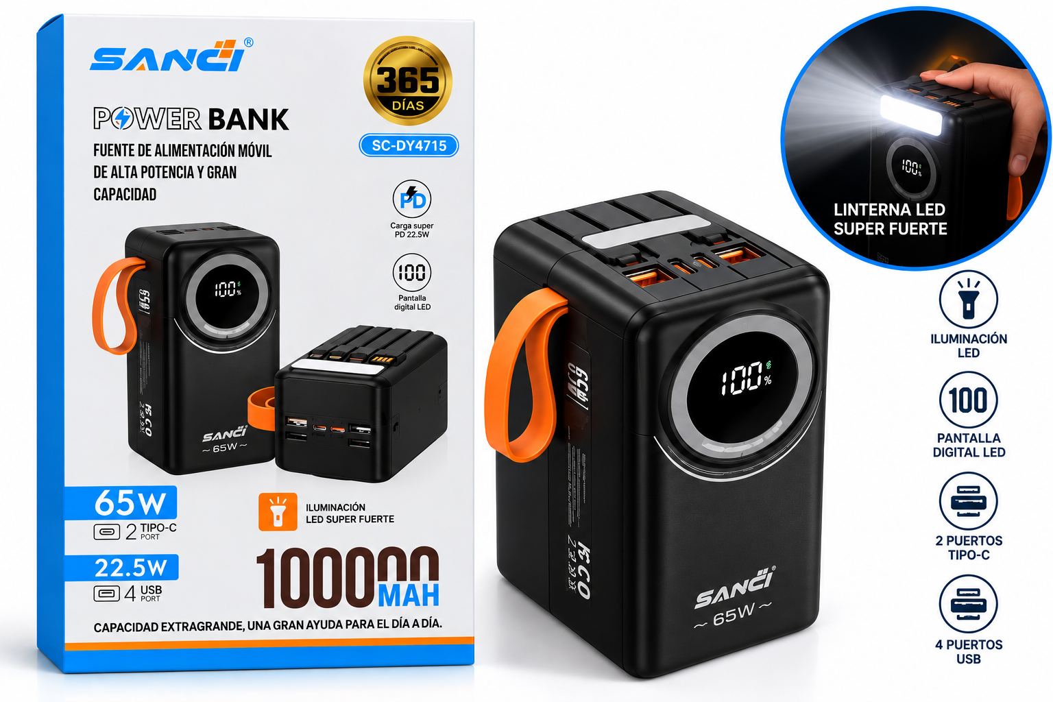 CARGADOR PORTÁTIL SANCI 100,000 MAH