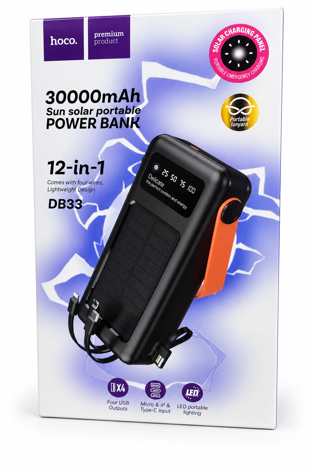 CARGADOR PORTÁTIL HOCO 30000MAH SUN SOLAR